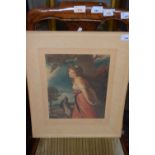 Unframed coloured print classical lady
