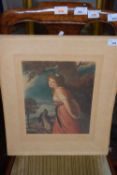 Unframed coloured print classical lady