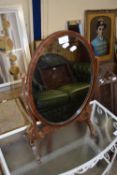 Oval mahogany framed dressing table mirror