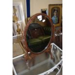 Oval mahogany framed dressing table mirror