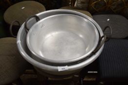 Two aluminium mixing bowls
