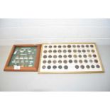 Mixed lot comprising two framed groups, Buckinghamshire Military buttons and livery buttons found in