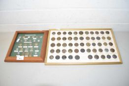 Mixed lot comprising two framed groups, Buckinghamshire Military buttons and livery buttons found in