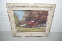 Stephen Walker, Study of a Romany Caravan, oil on board, framed