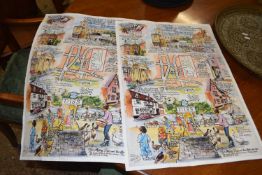 Two coloured prints, scenes of Diss after Brocklehurst, unframed