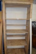Large stripped pine open front shelf unit