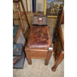 Small oak leather topped stool