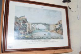 Reproduction print for The Iron Gorge Museum Trust depicting the Cast Iron Bridge near Coal