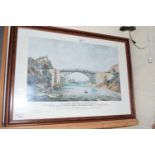 Reproduction print for The Iron Gorge Museum Trust depicting the Cast Iron Bridge near Coal