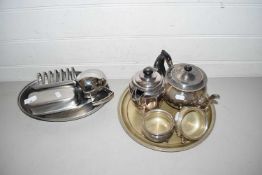 Mixed Lot: Silver plated and steel tea wares, kitchen wares etc