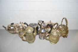 Various assorted silver plated and other teapot