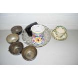 Poole Pottery vase, Masons cup and saucer, modern Oriental lacquered finish bowls etc