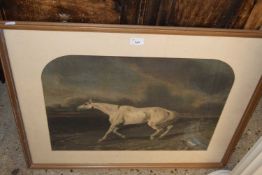 19th Century chromolithograph print, Warhorse, framed and glazed