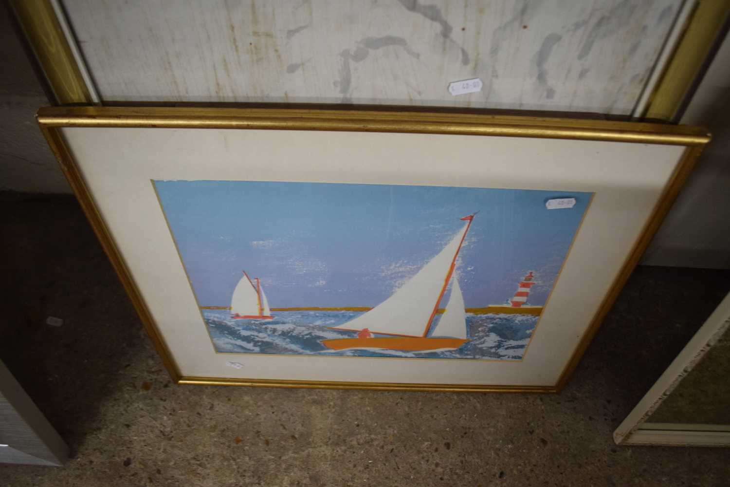 Group of various mixed pictures to include pencil portrait, various studies yachting scenes etc - Image 3 of 5