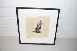 M K Falvey marsh harrier wood cut framed and glazed