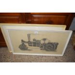 Pair of framed studies, traction engines