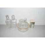 Mixed Lot: Decanters, glass bowl etc