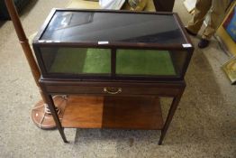 Late 19th/early 20th Century display table with glazed top and single drawer