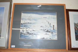 David Graham, winter scene with cottages, watercolour, framed and glazed