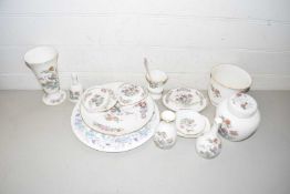 A collection of various ceramics to include Wedgwood Kutani Crane vases and other items