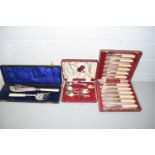Mixed Lot: Cased silver plated cutlery and fish servers