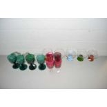 Mixed Lot: Various coloured drinking glasses and glass dishes