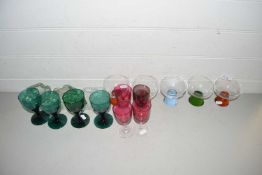 Mixed Lot: Various coloured drinking glasses and glass dishes