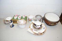 Mixed Lot: Various ceramics to include 19th Century tea wares, tankards, Crown Derby cups and a