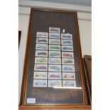 Wills cigarettes vintage motor cards, framed and glazed