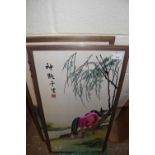 Pair of 20th Century Oriental needlework pictures of horses