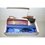 One box of mixed items to include a Waterford Crystal cake slice and other serving cutlery