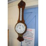 Late 19th Century oak cased barometer and thermometer combination