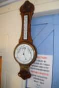 Late 19th Century oak cased barometer and thermometer combination