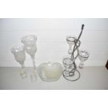 Mixed Lot: Glass candlesticks and other assorted items