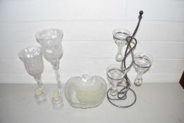 Mixed Lot: Glass candlesticks and other assorted items