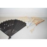 Collection of vintage fans for repair to include mother of pearl mounted example