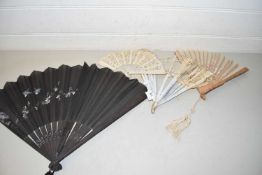 Collection of vintage fans for repair to include mother of pearl mounted example