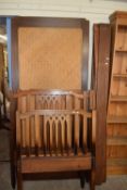 Pair of early 20th Century hardwood bed frames with caned centres