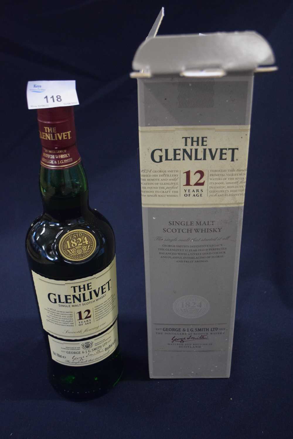 12YR OLD GLENLIVET WHISKY, boxed, 70cl.