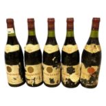 Five bottles of 1983 Vacqueyras Cotes du Rhone-Villages