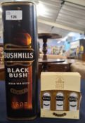 One bottle Bushmills Black Whisky (in gift box) and three mini Bushmills Whisky (in gift bbox) (4)