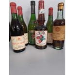 Six mixed bottles to include Nuits St George 1961, Napoleon French Brandy and Creme de Fraise