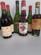 Six mixed bottles to include Nuits St George 1961, Napoleon French Brandy and Creme de Fraise