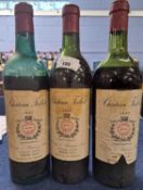 Three bottles Chateau Talbot 1947 (varying levels)