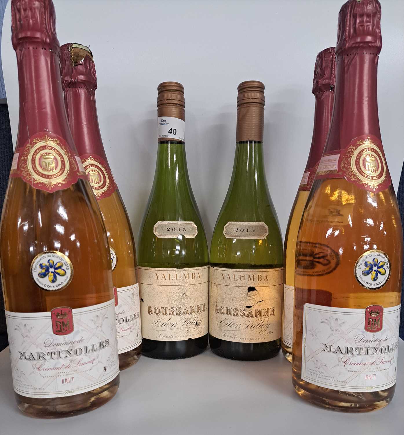 Four bottles of Martinolles Brut together with two bottles of Roussanne Eden Valley 2015 (6)