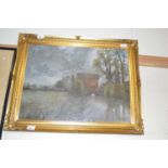 Attributed to John Bowe (British, 20th century) 'Needham Mill', oil on board,16x22.5ins, framed.