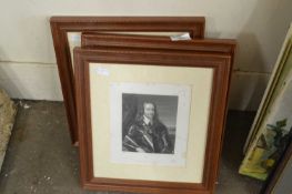 Two black and white engravings Charles I and Charles II together with a facsimile letter from