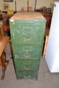 Metal four drawer filing cabinet containing quantity of assorted tools