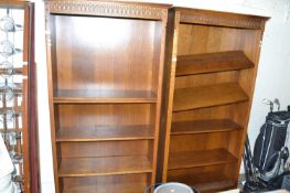 Pair of modern oak finish bookcase cabinets