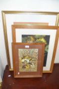 Mixed Lot: Study of ducklings, still life study of sunflowers and a further coloured print (3)